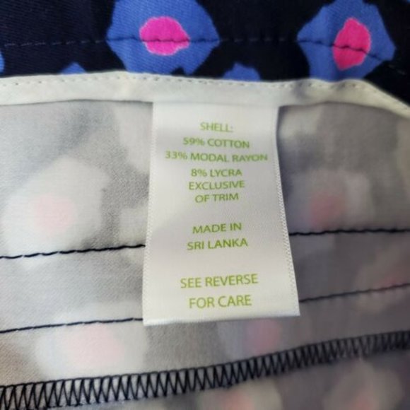 Lilly Pulitzer printed luxury capris Spotted Ankle Pants Zip navy pink Sz 0 flat - Picture 7 of 11